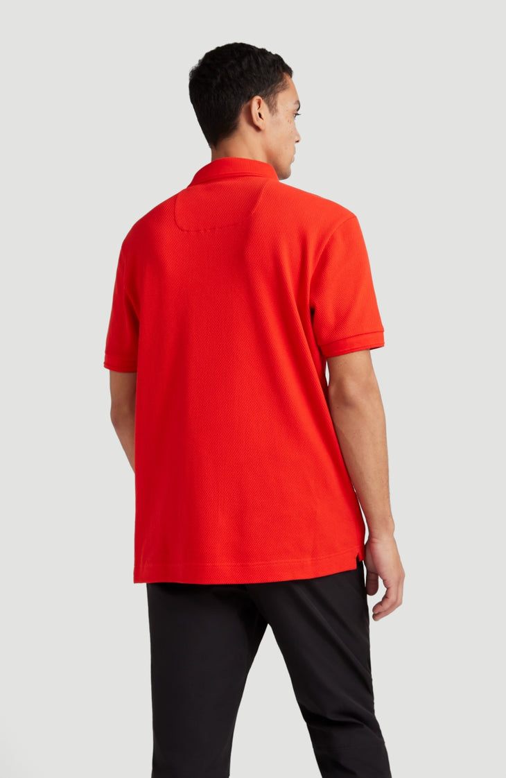 Hybrid Waffle Polo Shirt | Fiery Red -A