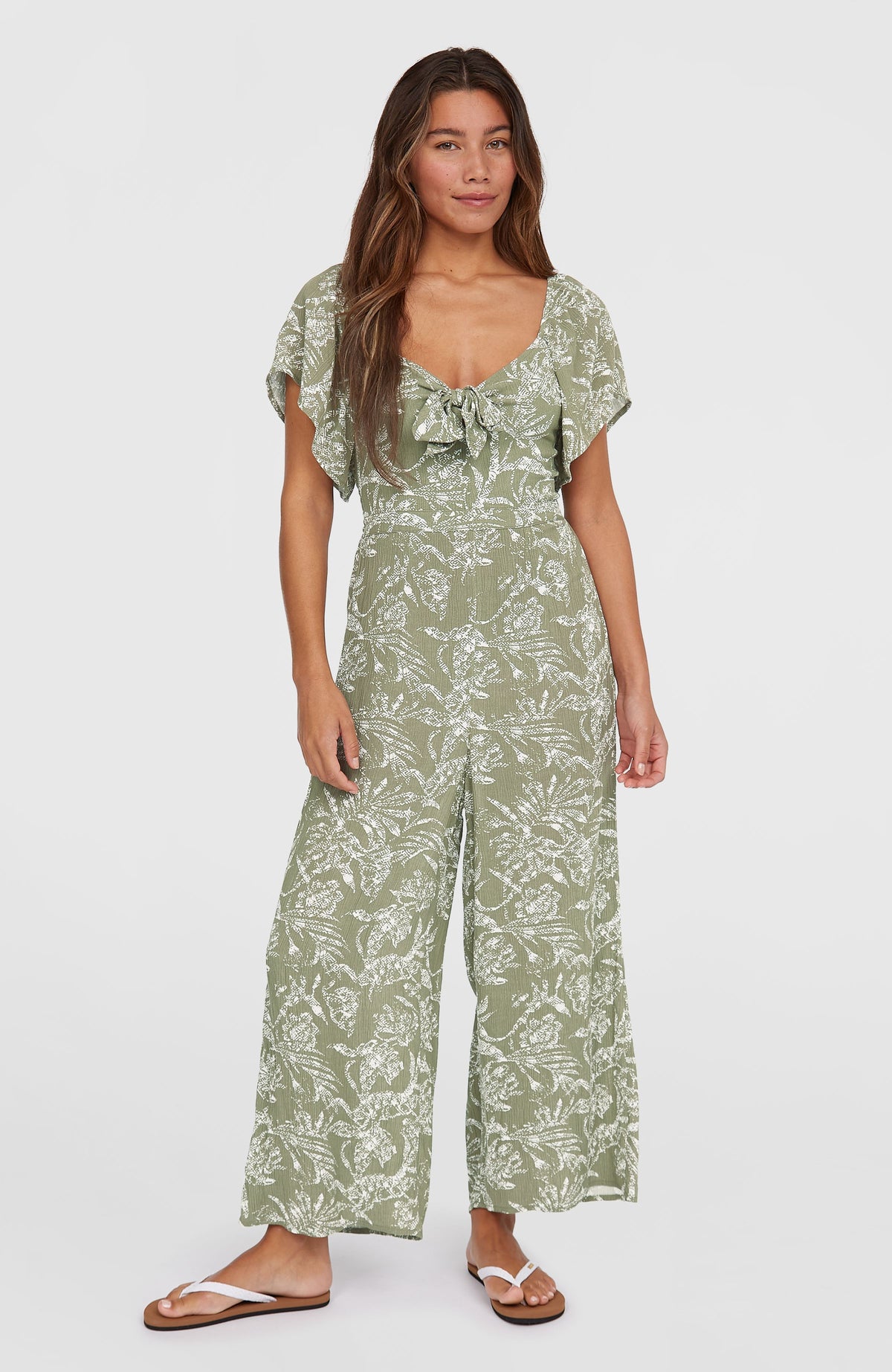 Kesia Jumpsuit | Green Textured Jungle