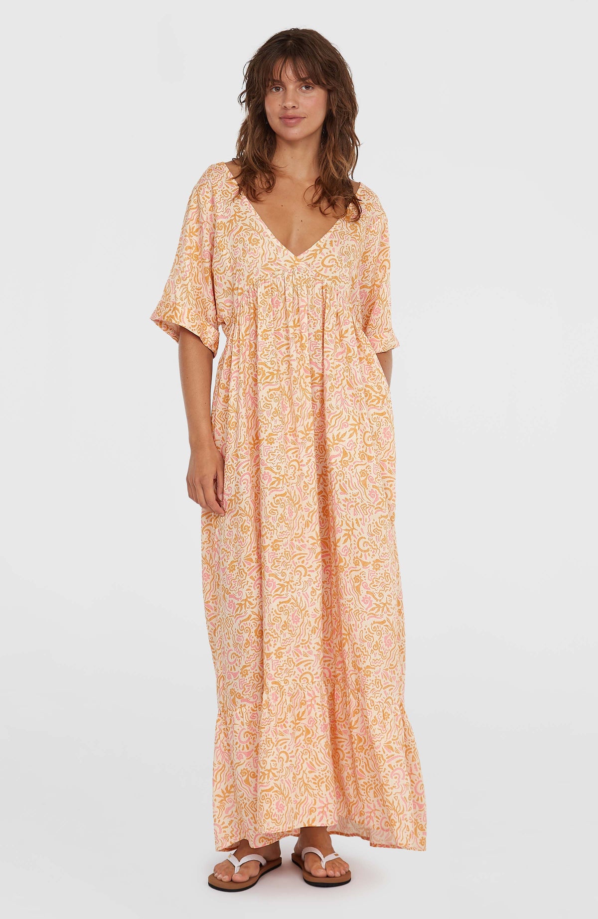 Women of the Wave Maxikleid | White Abstract Wave