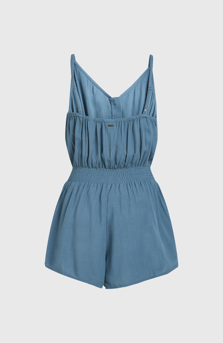 Romper mit Knöpfen und schmalen Trägern | Copen Blue