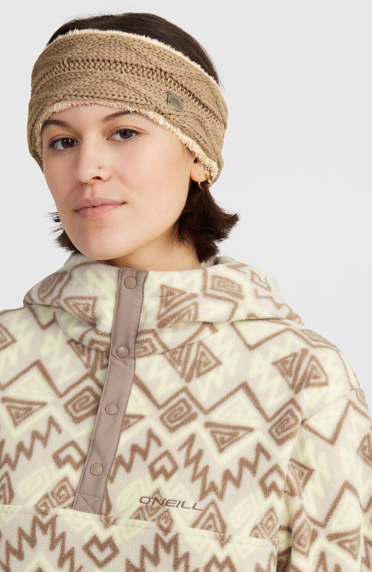 Superfleece Hoodie mit Halbreißverschluss | Grey Retro Ikat