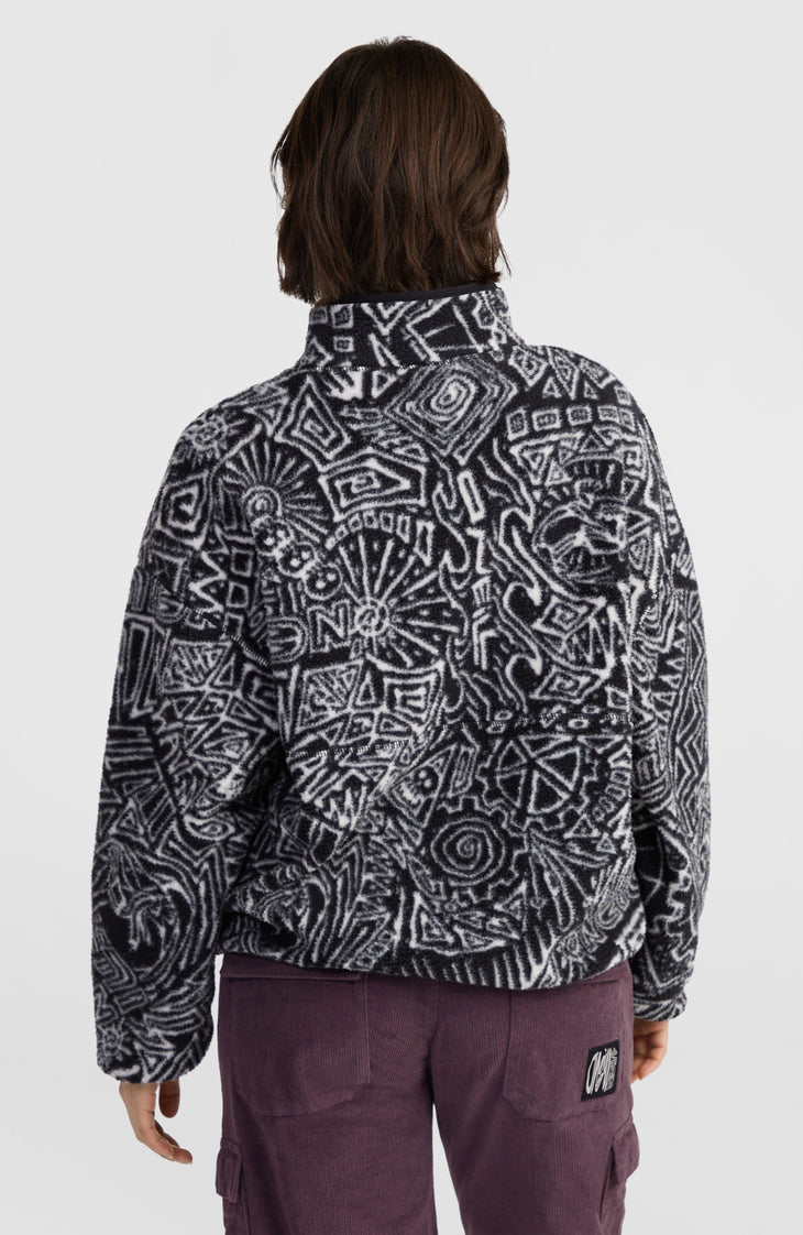 Flauschige Surf Heroes Fleecejacke | White/Black Sketcheritage