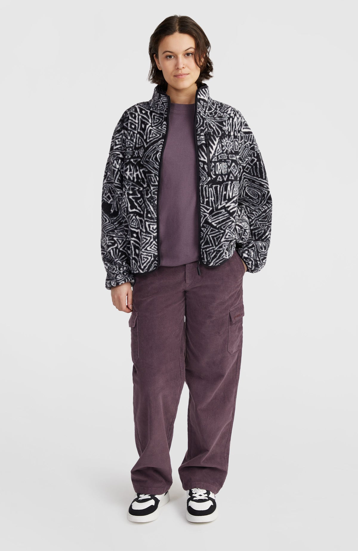 Flauschige Surf Heroes Fleecejacke | White/Black Sketcheritage