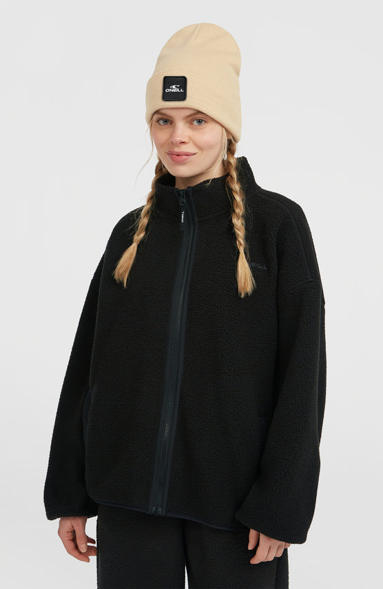 Flauschige Must-Have Fleecejacke mit Reißverschluss | Black Out