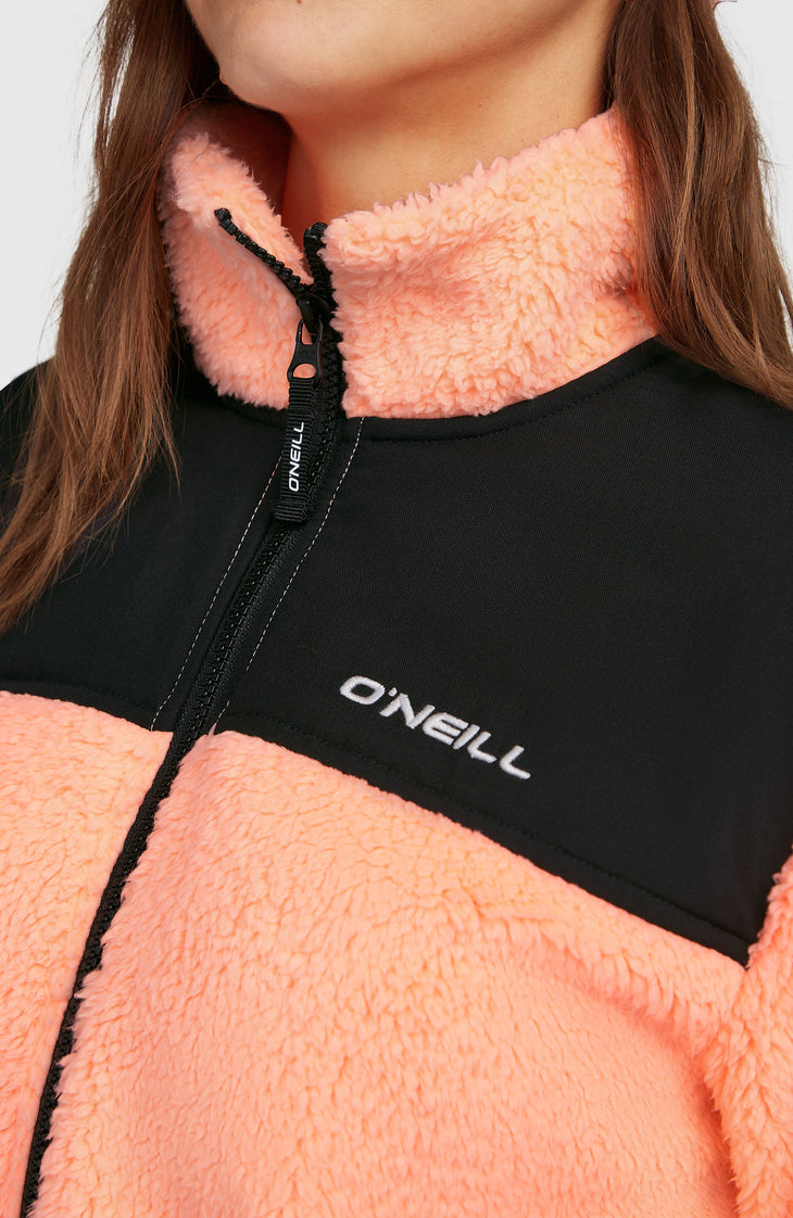 FWC'Cruz Fuzzy Fleecejacke mit Reißverschluss | Funky Peach Colour Block