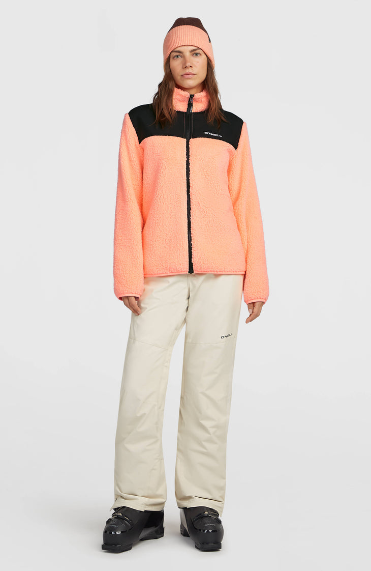 FWC'Cruz Fuzzy Fleecejacke mit Reißverschluss | Funky Peach Colour Block
