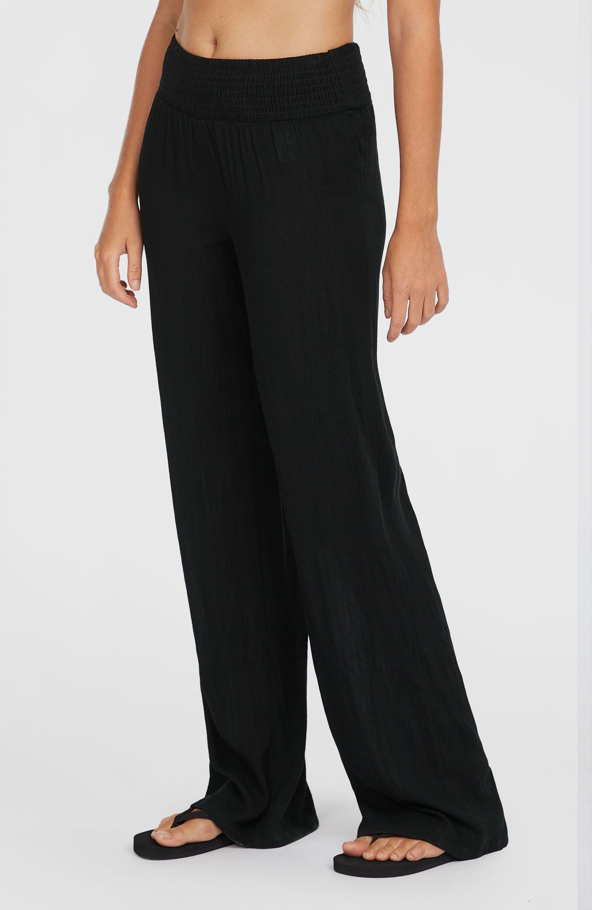 Johnny Smocked Waist Hose | Black Out