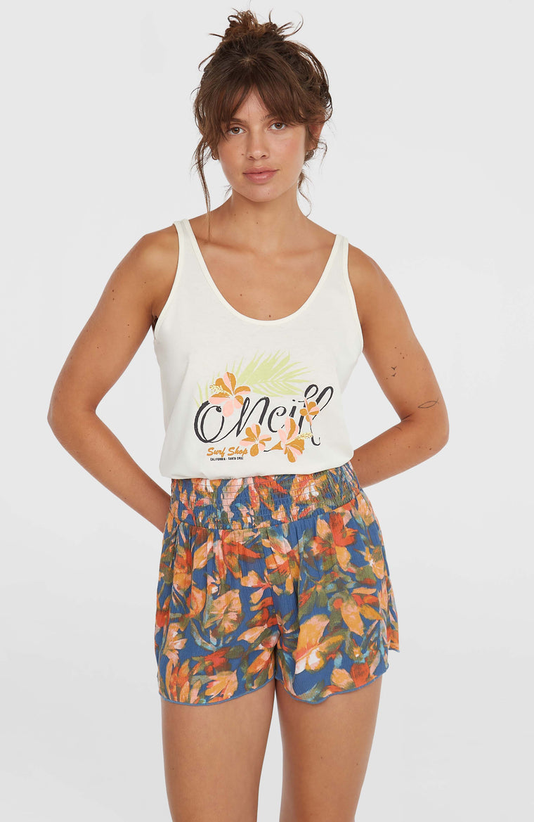 Johnny Smocked Waist Shorts | Blue Painted Tropics Johnny Smocked Waist Shorts | Blue Painted Tropics