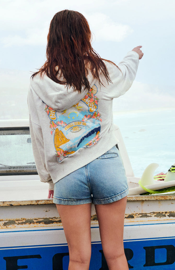 Beach Vintage Kapuzenjacke mit Reißverschluss | White Melange