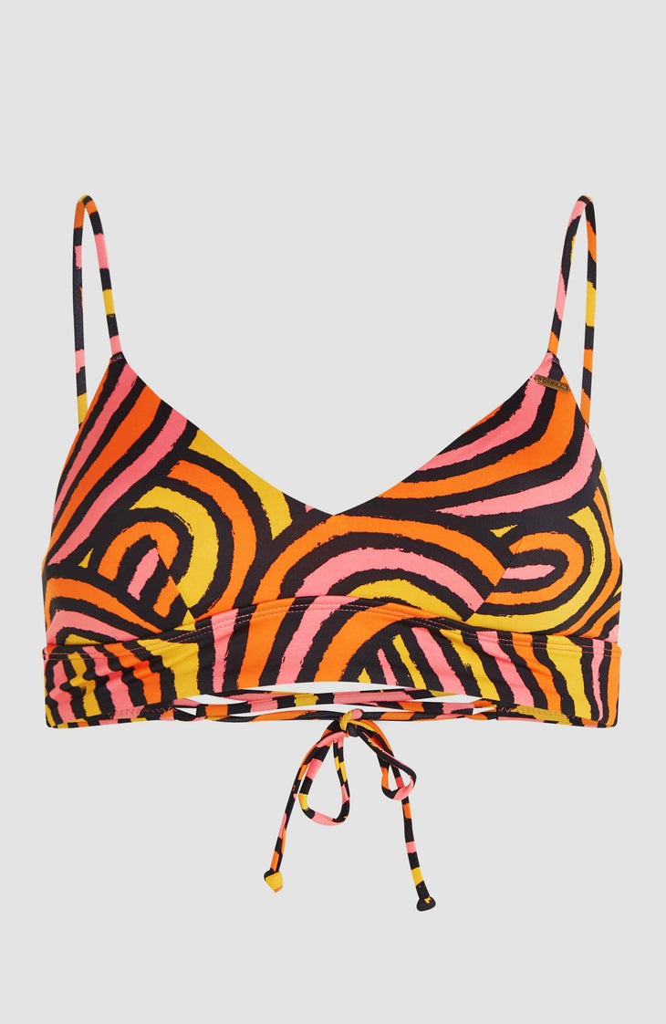 Wave Crop Bikini-Oberteil | Orange Rainbow Stripe