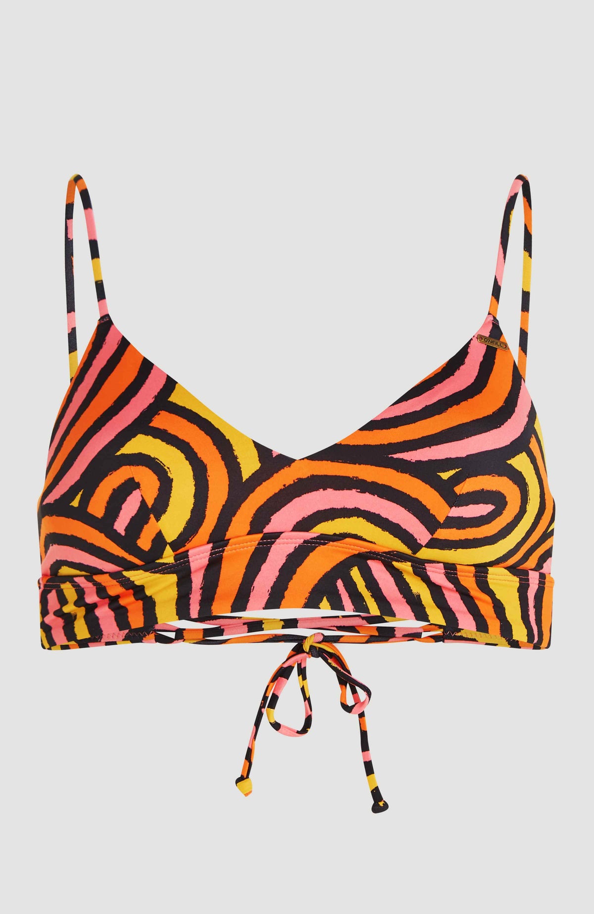 Wave Crop Bikini-Oberteil | Orange Rainbow Stripe