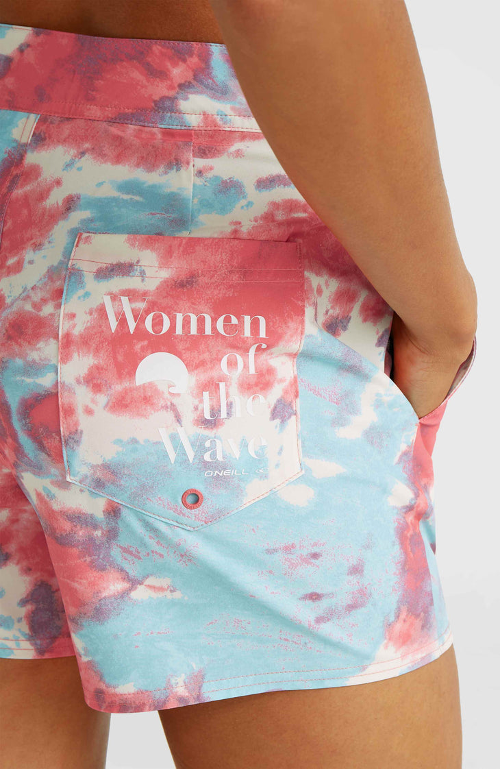 Women of the Wave 14\" Boardshorts | Pink Ice Cube Tie Dye