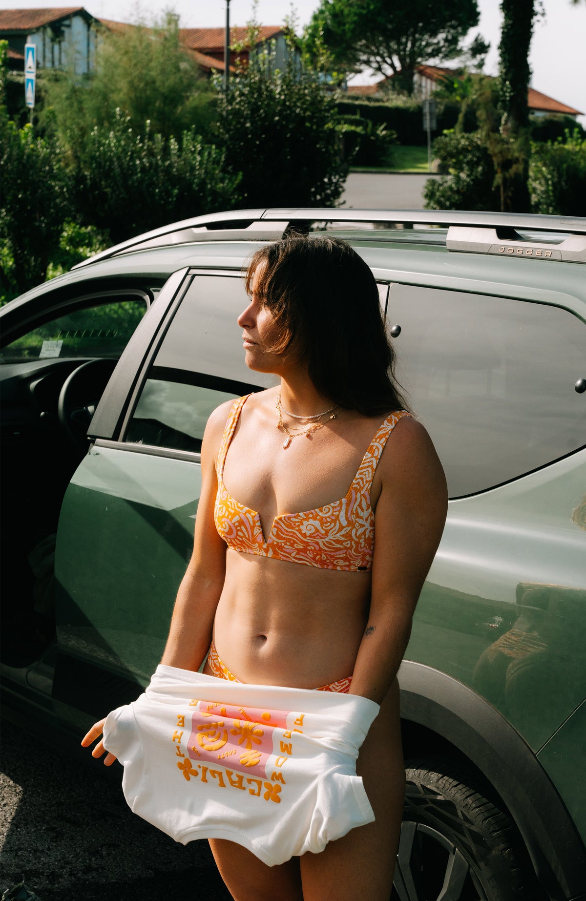 Women Of The Wave Popoyo Matira Bikini-Set | Orange Abstract Wave