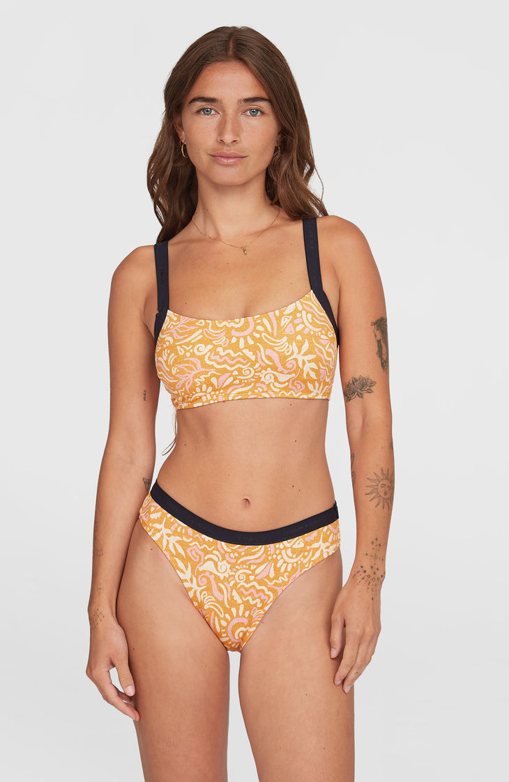 Sport Bikini-Set | Orange Abstract Wave