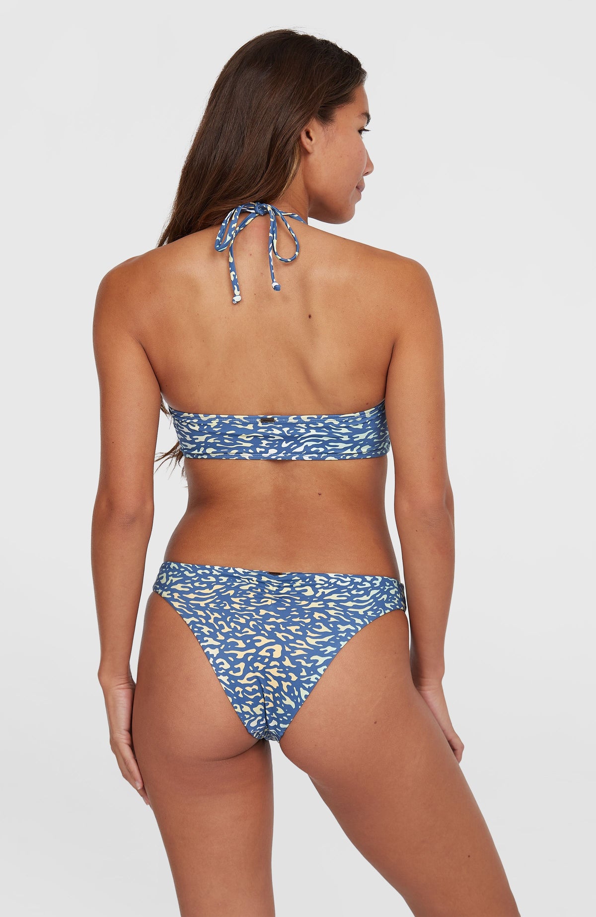 Knot Bandeau Matira Bikini-Set | Yellow Animal Blur