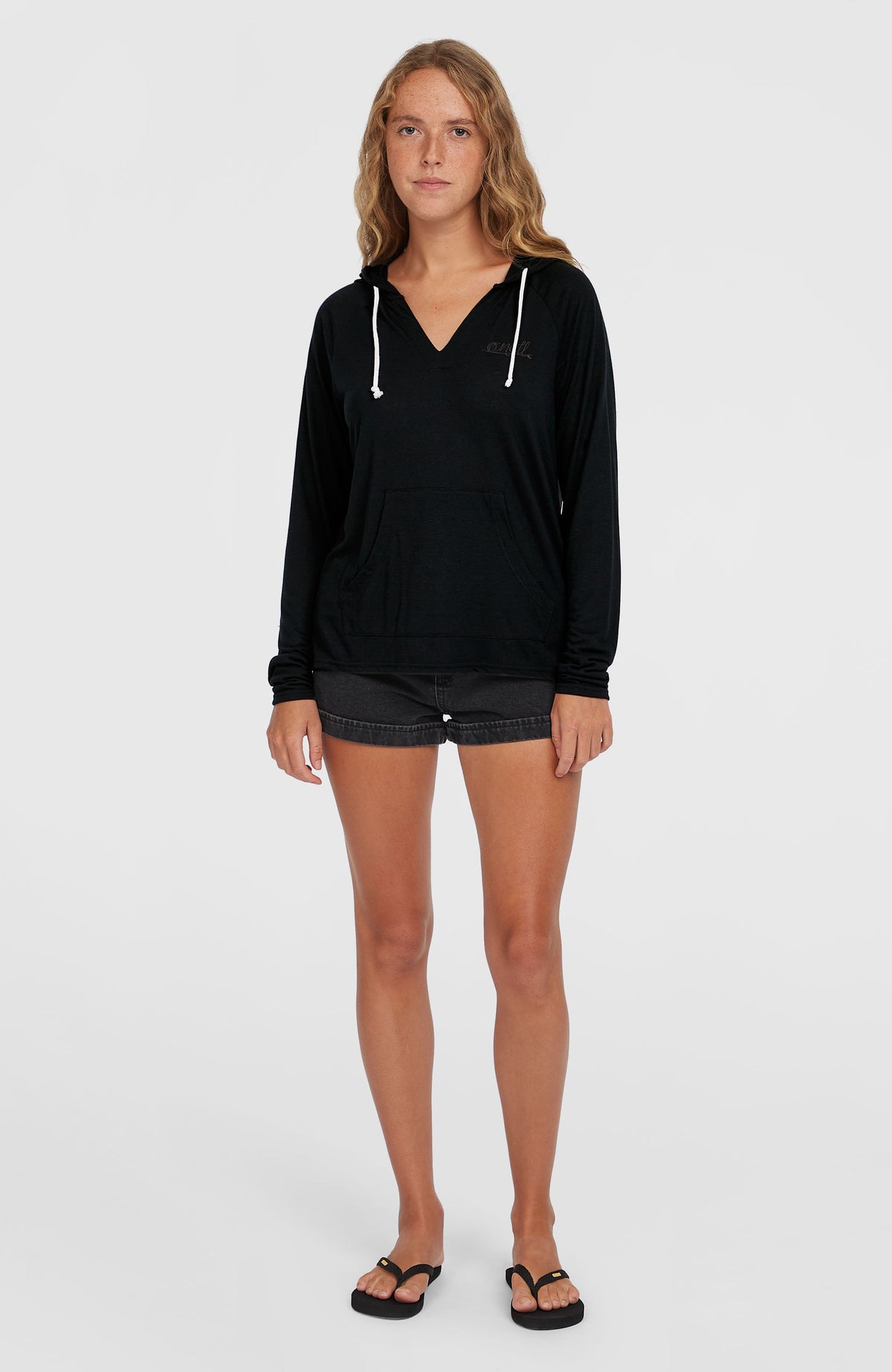 Essentials Langarm-Hoodie | Black Out