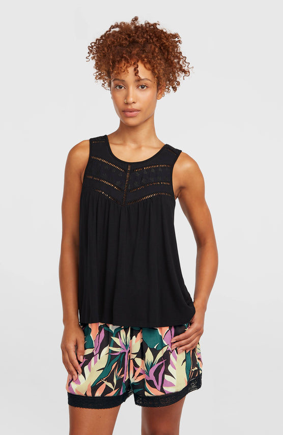 Essentials Tokeena Tanktop mit Stickerei | Black Out