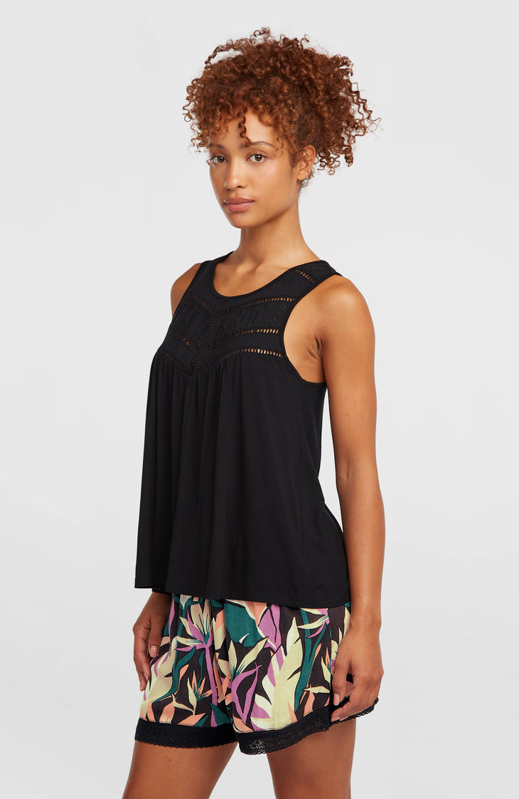 Essentials Tokeena Tanktop mit Stickerei | Black Out