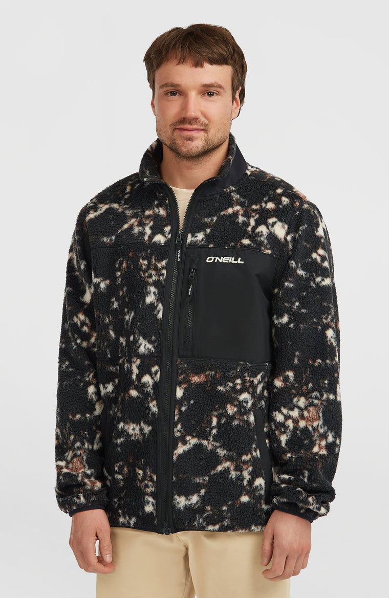 Flauschige Must-Have Fleecejacke mit Reißverschluss | Black/Beige Quarry Flauschige Must-Have Fleecejacke mit Reißverschluss | Black/Beige Quarry