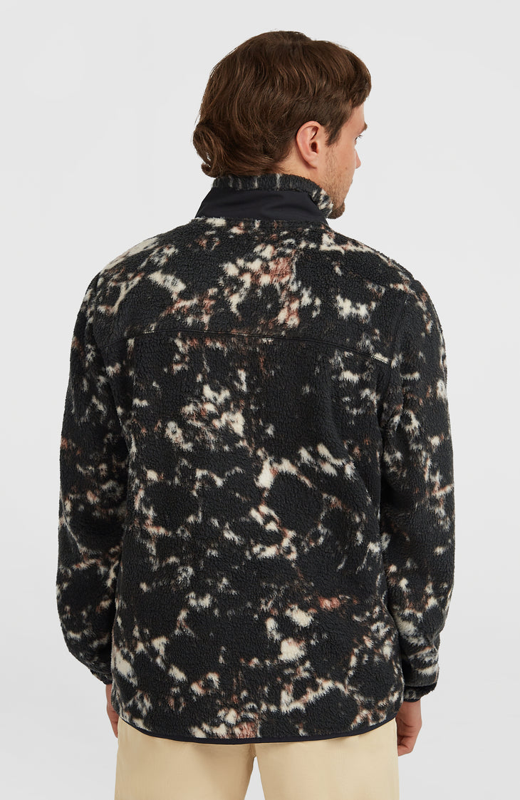Flauschige Must-Have Fleecejacke mit Reißverschluss | Black/Beige Quarry