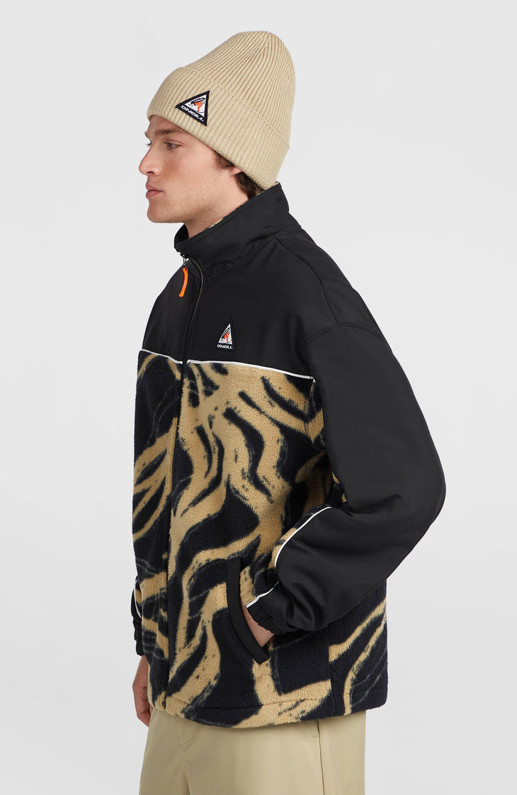 FWC'Play Hyperfleece-Jacke mit Reißverschluss | Beige Snowtracks