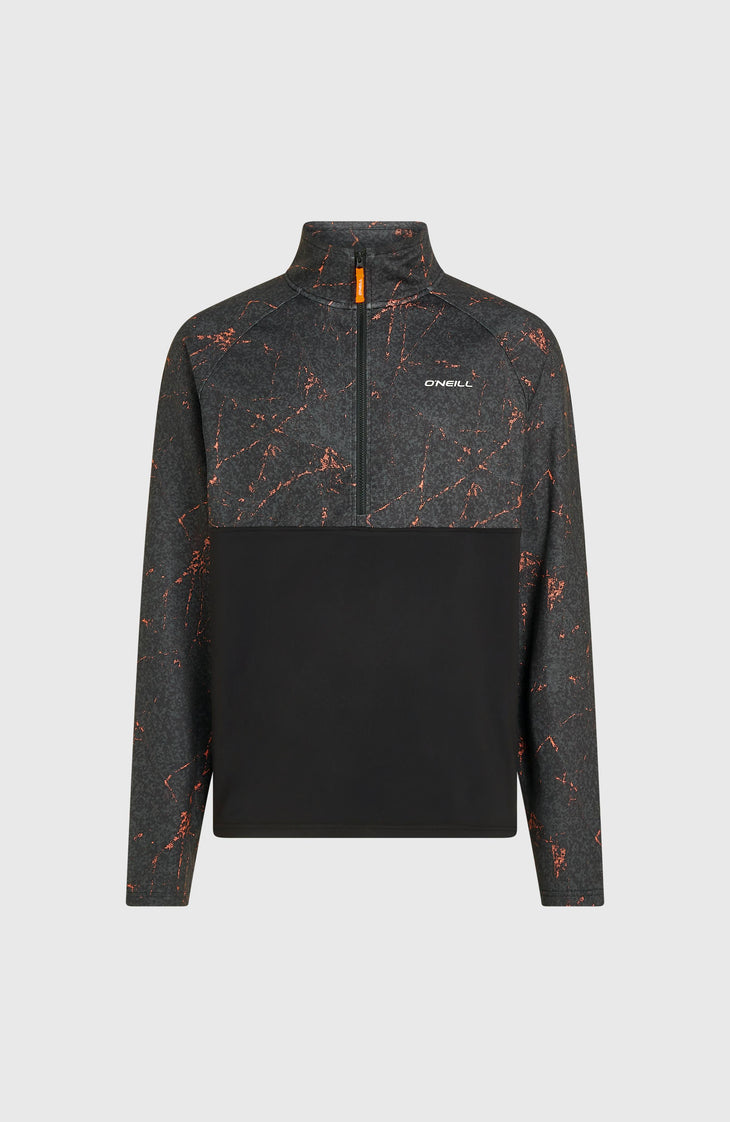 FWC'Cruz Printed Fleecepullover mit Halbreißverschluss | Black Basalt