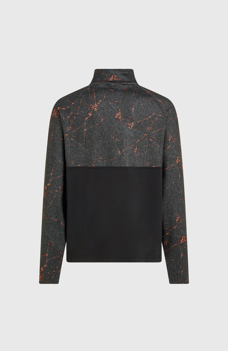 FWC'Cruz Printed Fleecepullover mit Halbreißverschluss | Black Basalt