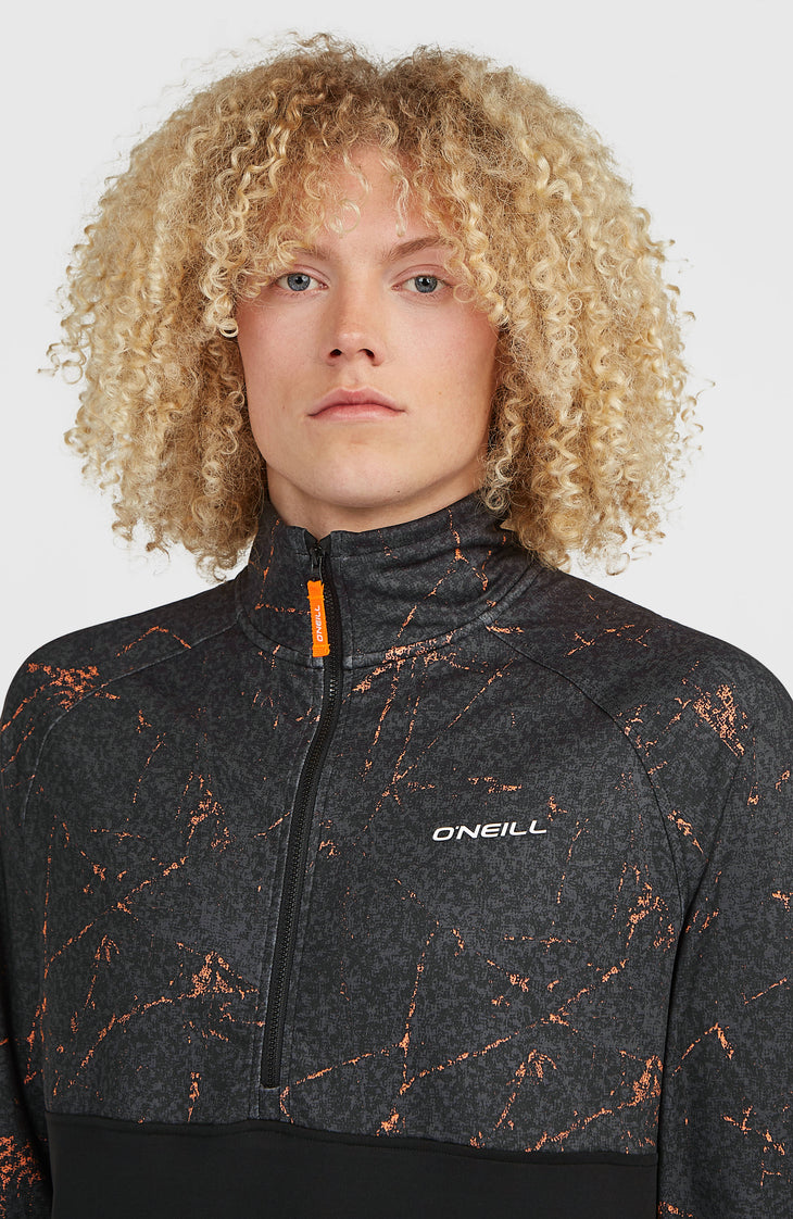 FWC'Cruz Printed Fleecepullover mit Halbreißverschluss | Black Basalt