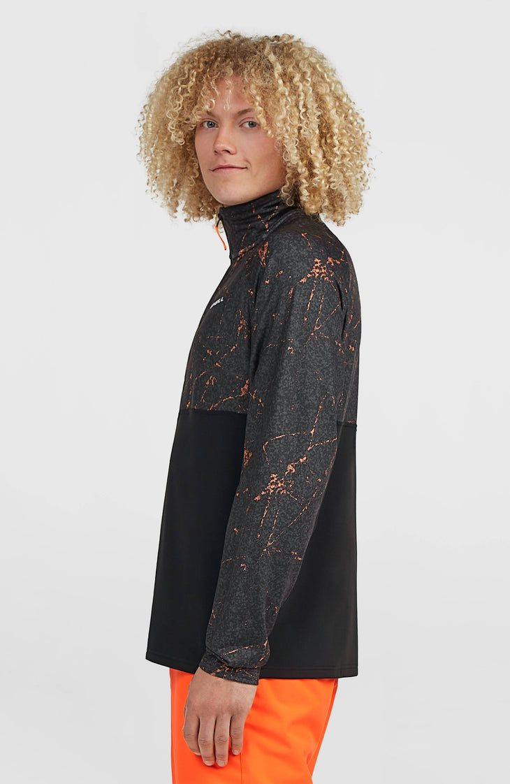FWC'Cruz Printed Fleecepullover mit Halbreißverschluss | Black Basalt