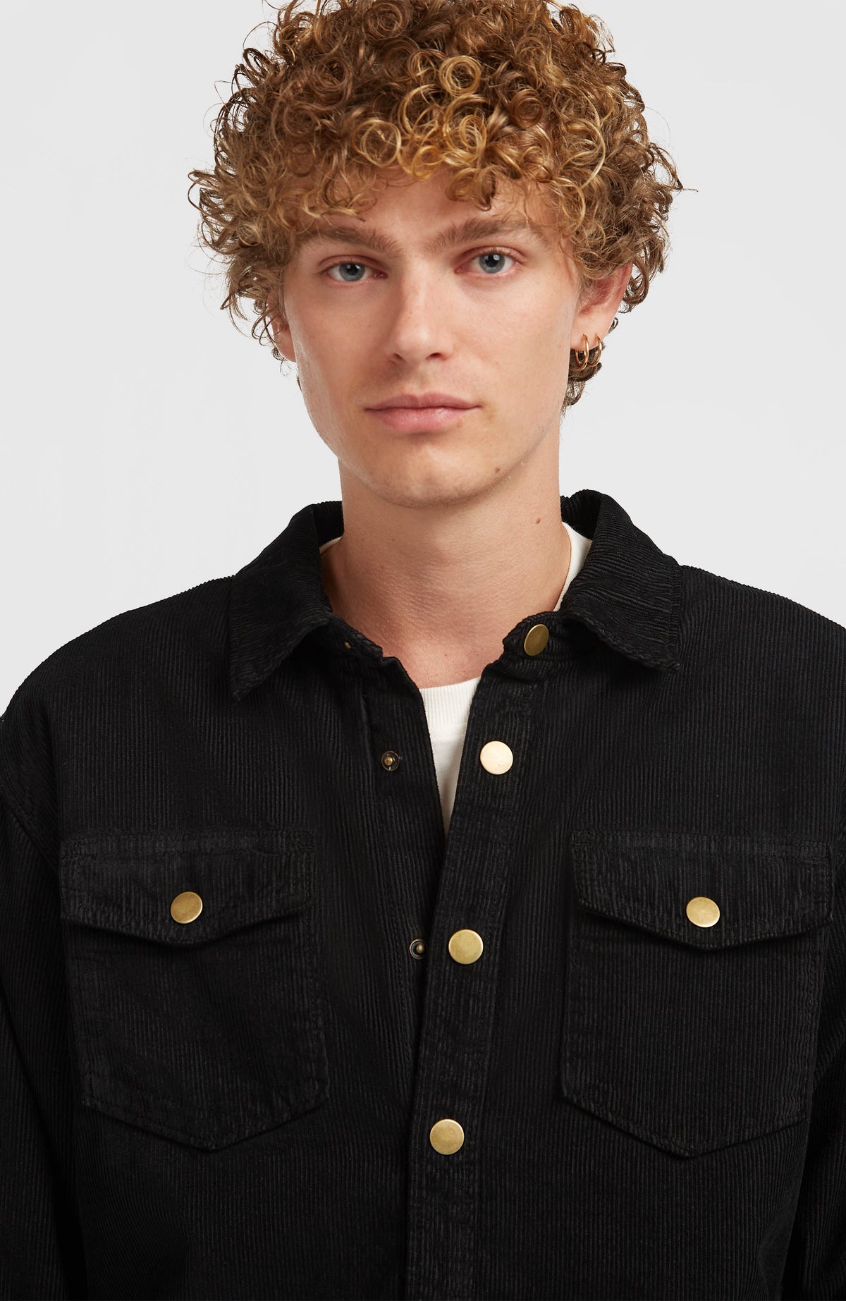 O'Riginals Cord-Overshirt mit Fleecefutter | Black Out