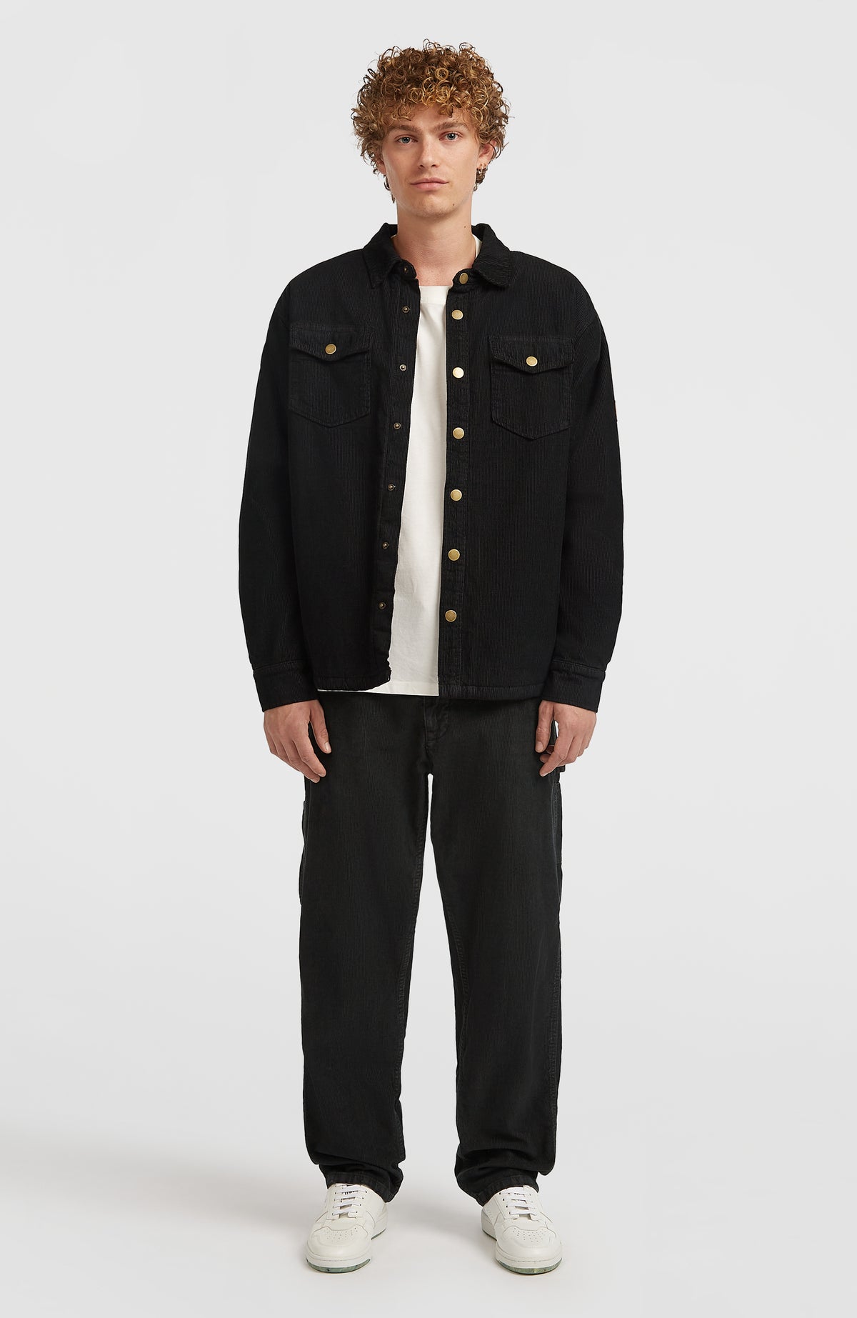 O'Riginals Cord-Overshirt mit Fleecefutter | Black Out