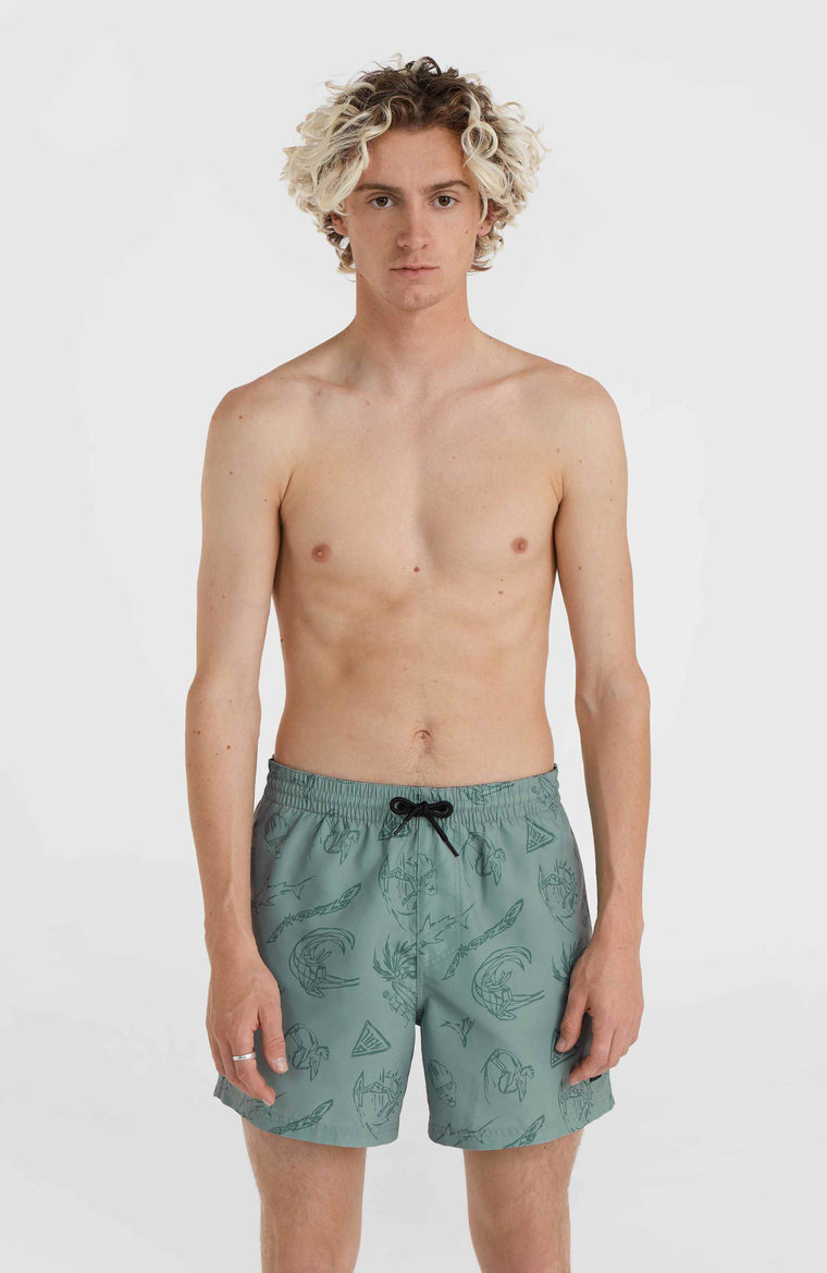 Mix and Match Cali Print 15'' Badehose | Green Vintage Surfer Mix and Match Cali Print 15'' Badehose | Green Vintage Surfer