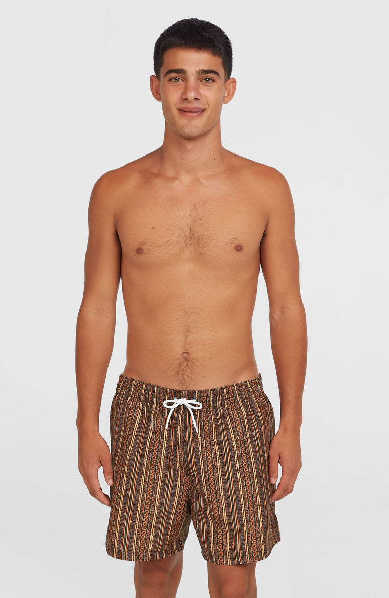 Cali Print 15'' Badehose | Orange Pressed Lines Cali Print 15'' Badehose | Orange Pressed Lines