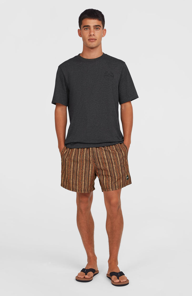 Cali Print 15'' Badehose | Orange Pressed Lines