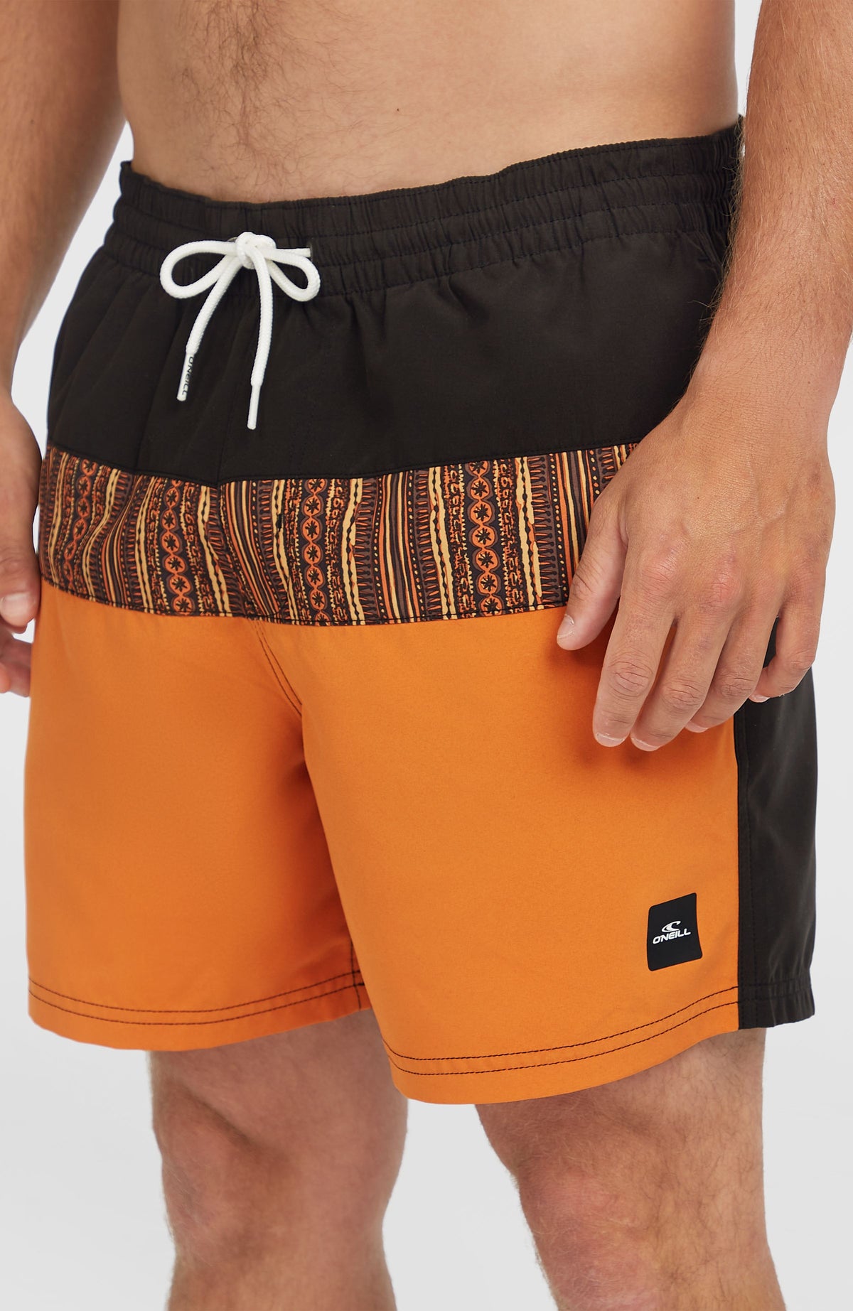 Cali Block 15'' Badehose | Orange Pressed Lines