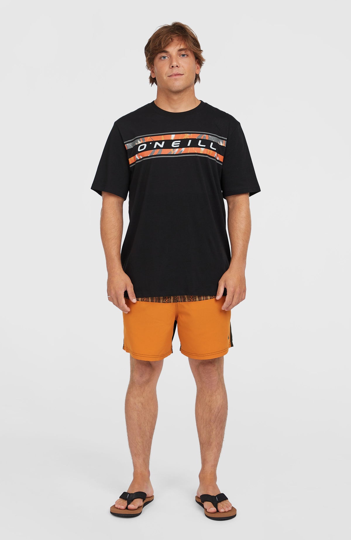 Cali Block 15'' Badehose | Orange Pressed Lines
