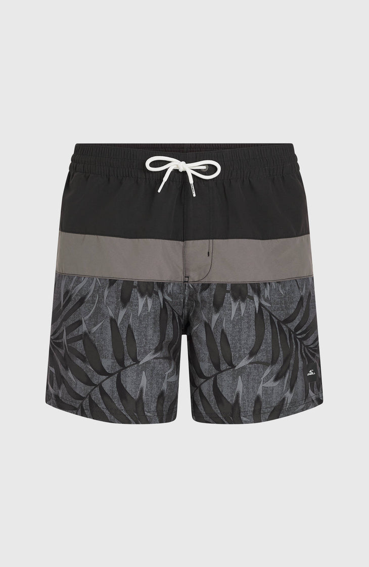 Cali Block 15'' Badehose | Black Dipped Leaves
