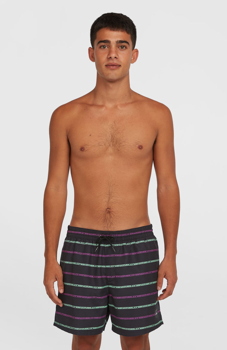 Cali First 15'' Badehose | Black/Purple O'Neill Stripe Cali First 15'' Badehose | Black/Purple O'Neill Stripe
