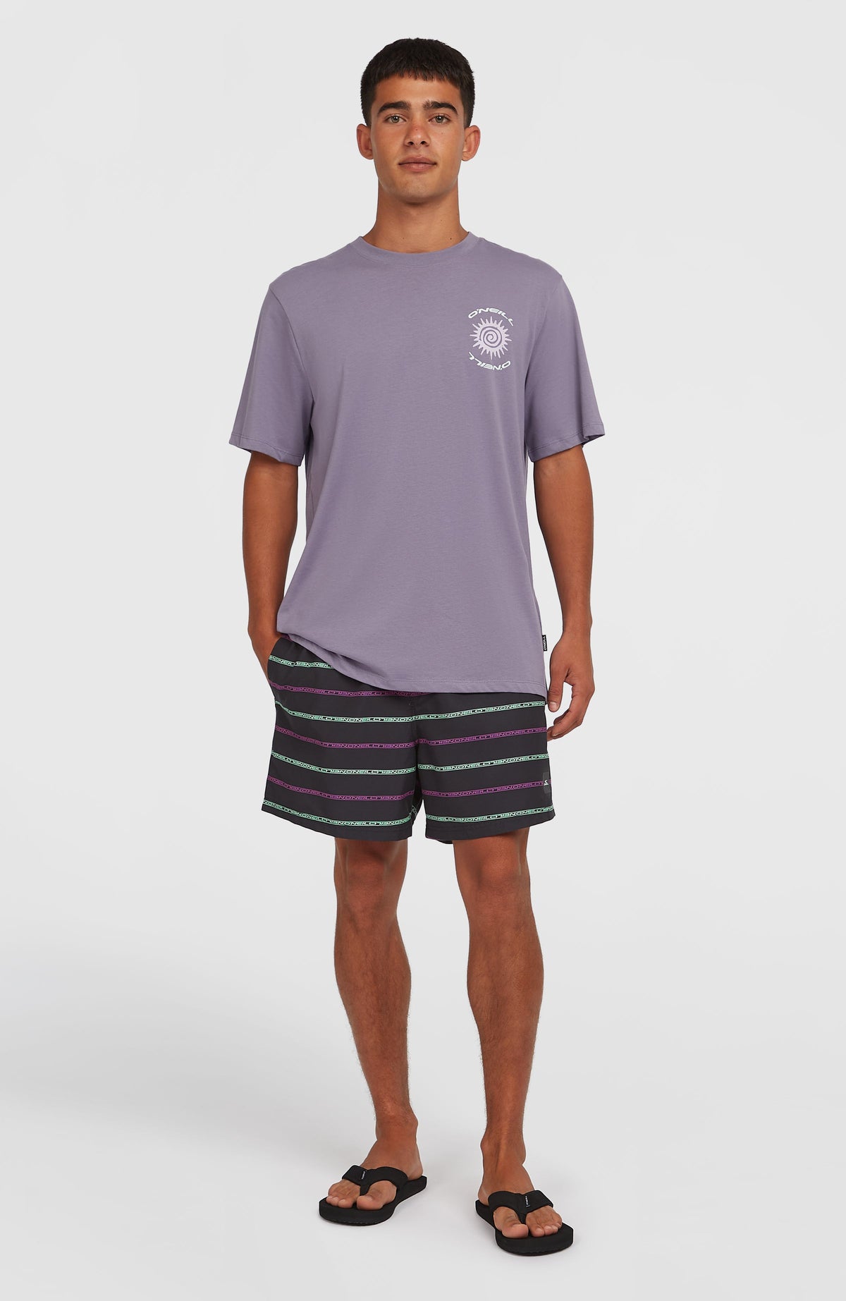 Cali First 15'' Badehose | Black/Purple O'Neill Stripe