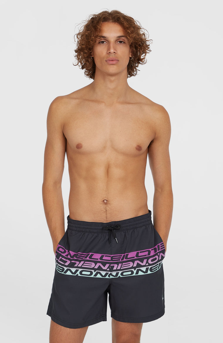 Cali Stripe 16'' Badehose | Black/Purple Upside Down Clean Cali Stripe 16'' Badehose | Black/Purple Upside Down Clean