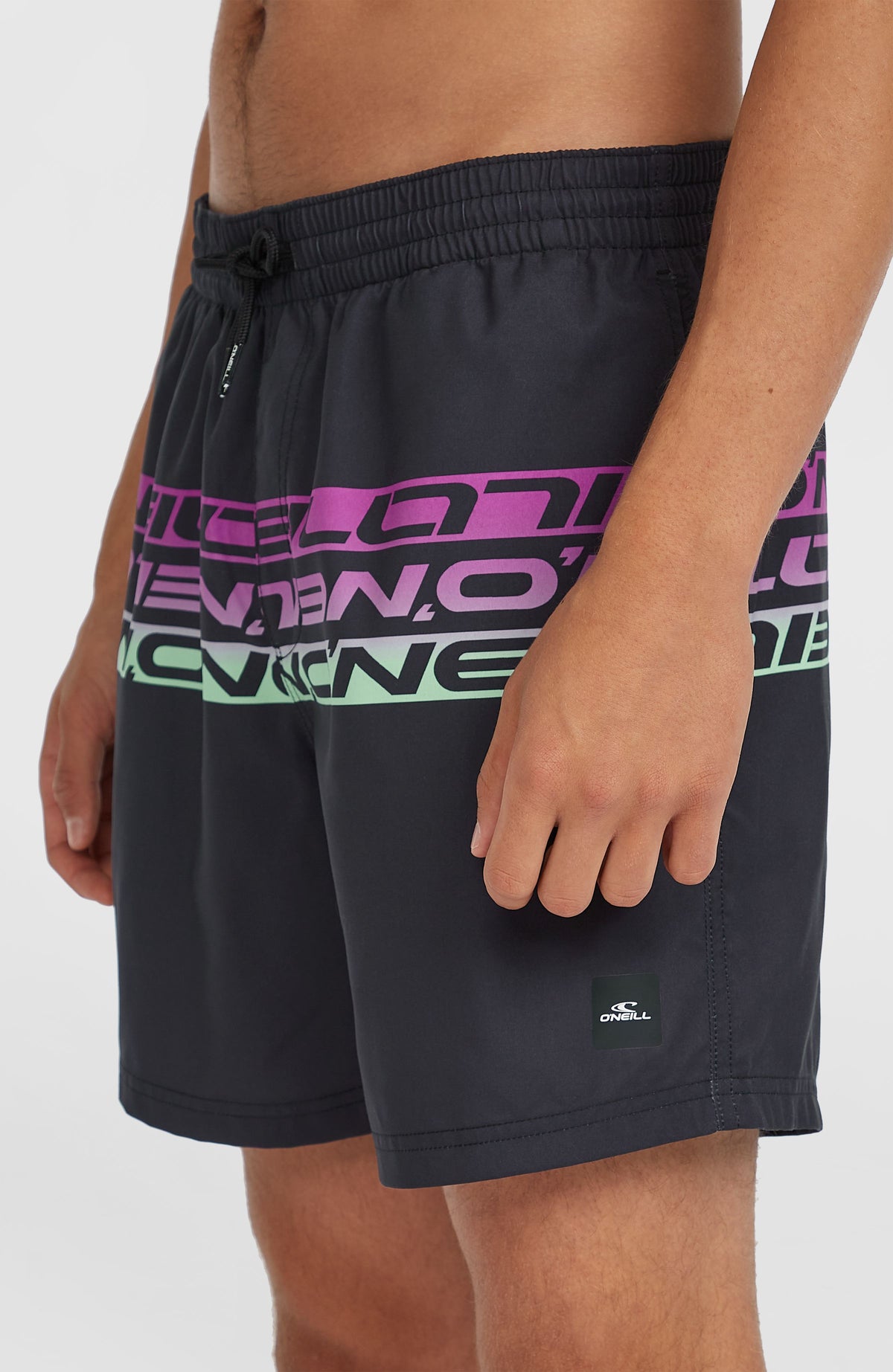 Cali Stripe 16'' Badehose | Black/Purple Upside Down Clean