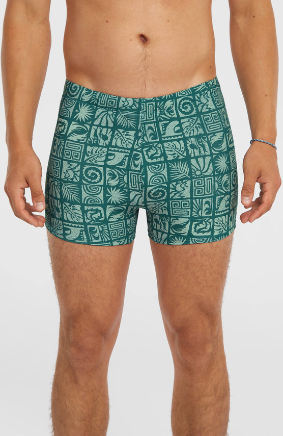 Essentials All-Over-Print Racer Badehose | Blue Bricks