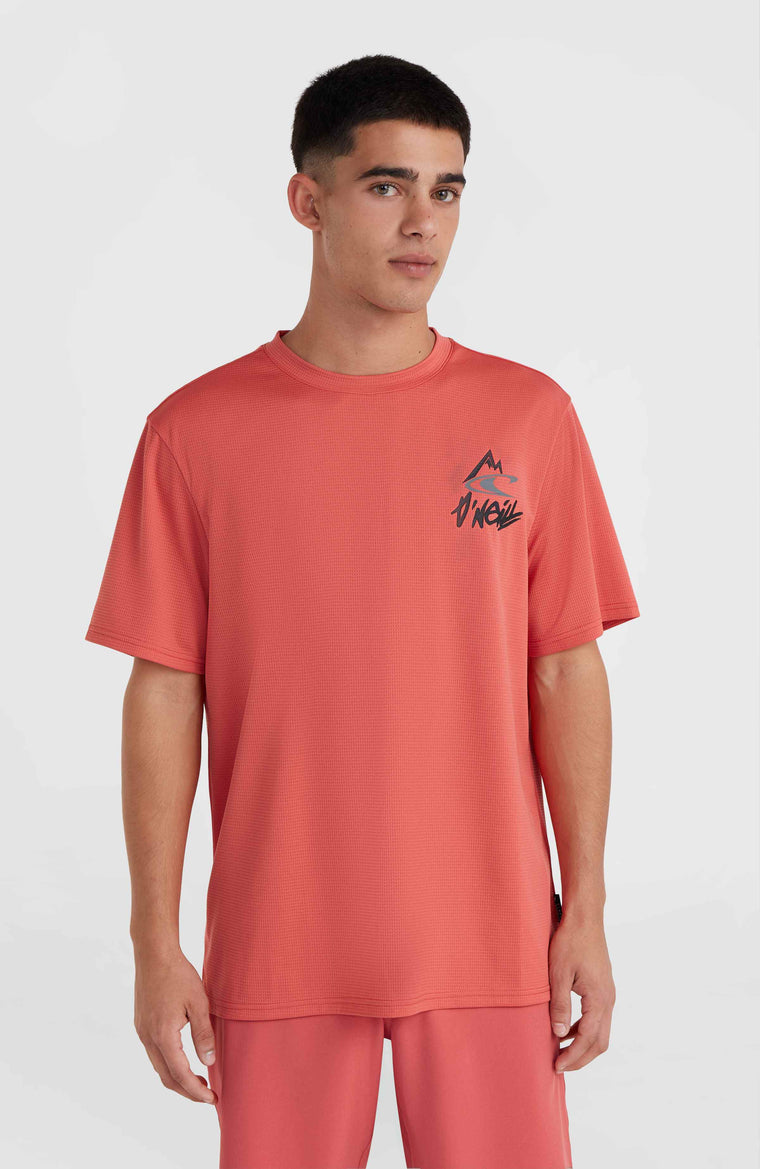 O'Neill Hybrid Logo Polygiene T-Shirt | Red Orcher O'Neill Hybrid Logo Polygiene T-Shirt | Red Orcher