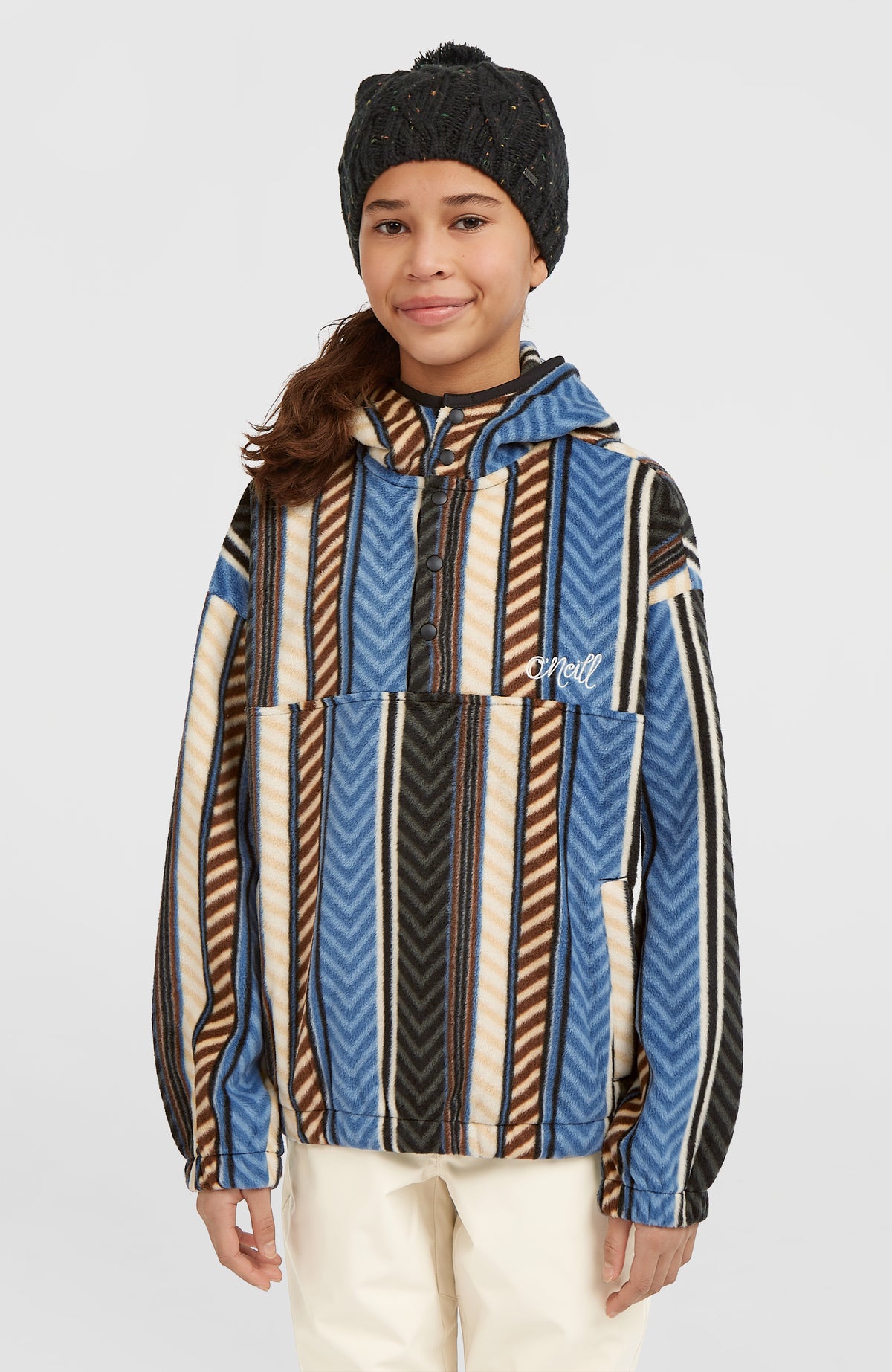 Superfleece Hoodie mit Halbreißverschluss | Blue Vintage O'Neill Stripe