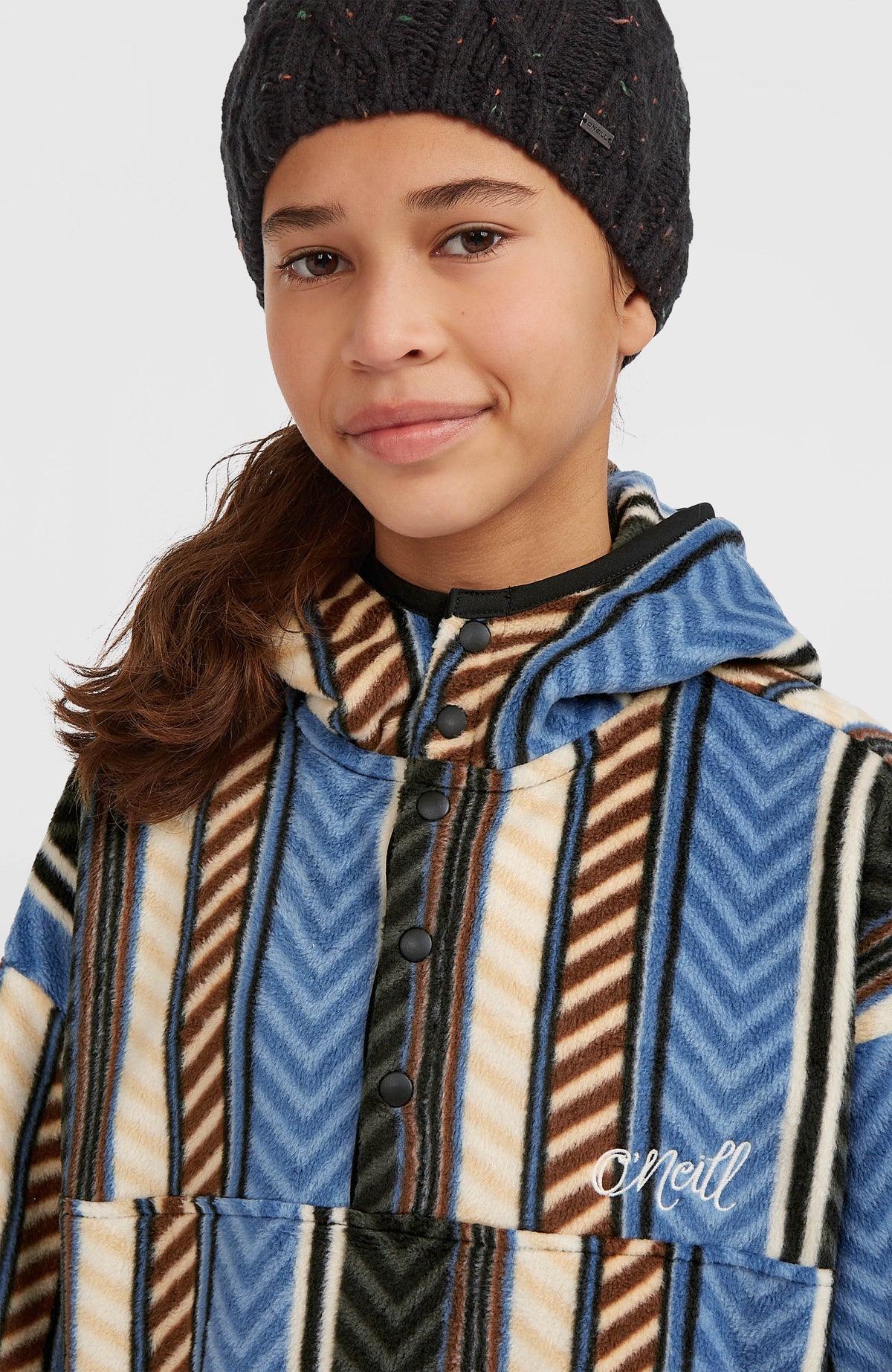 Superfleece Hoodie mit Halbreißverschluss | Blue Vintage O'Neill Stripe