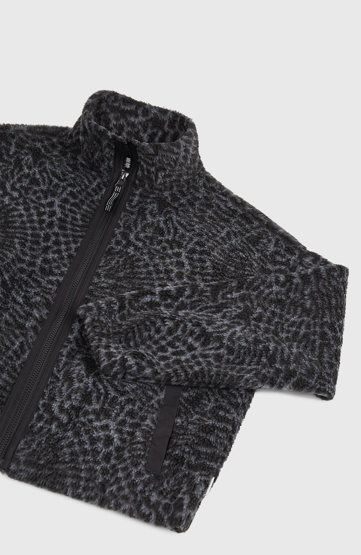 Flauschige Fleecejacke mit Reißverschluss | Black Animalica