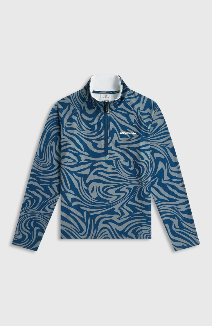 FWC'Cruz Printed Fleecepullover mit Halbreißverschluss | Blue Swirl Zebra
