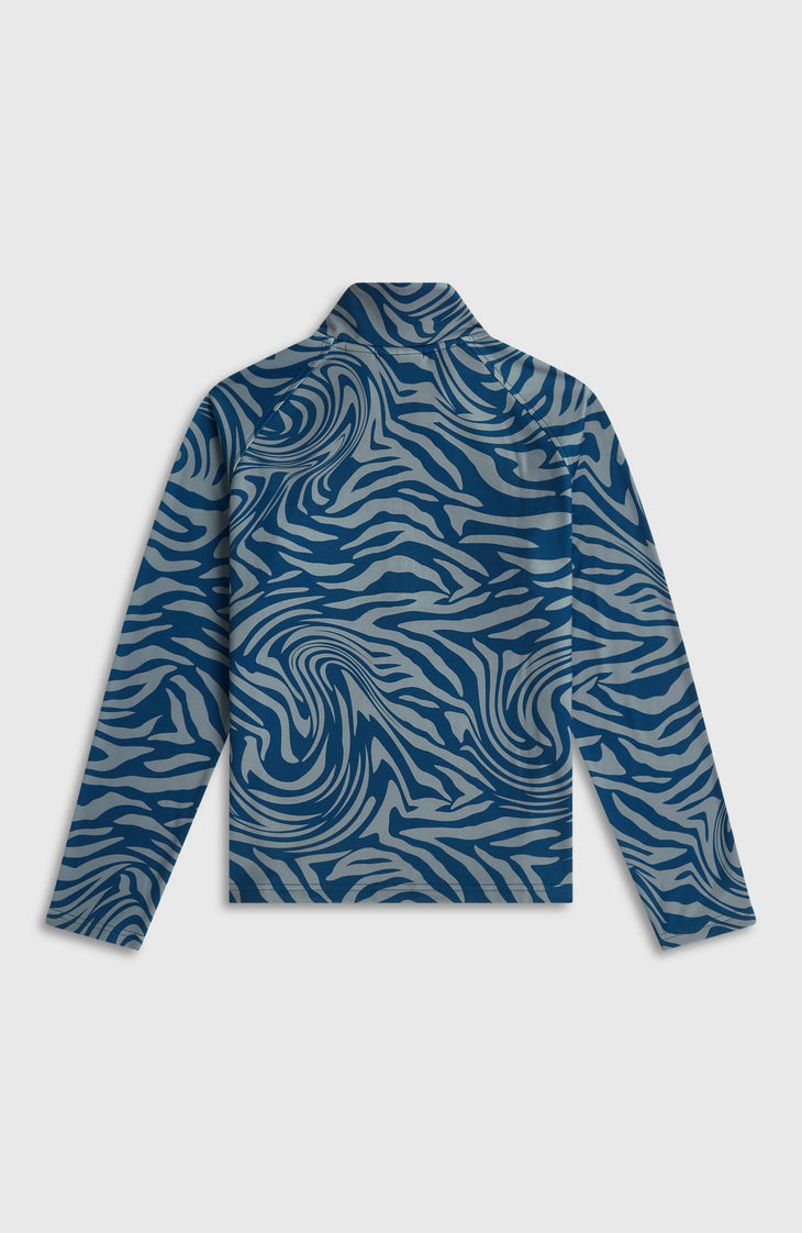 FWC'Cruz Printed Fleecepullover mit Halbreißverschluss | Blue Swirl Zebra