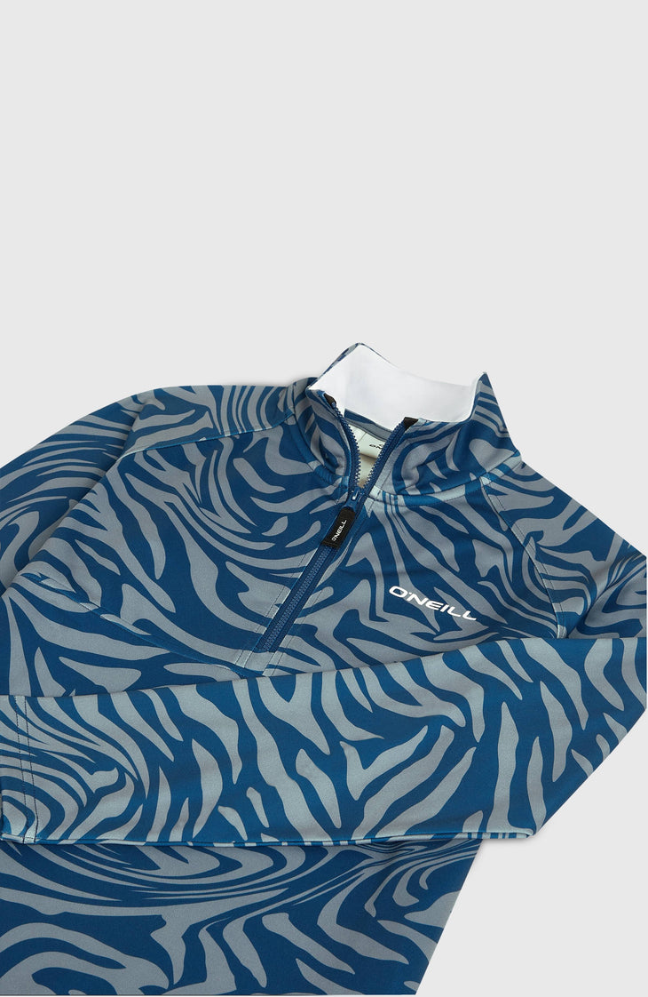 FWC'Cruz Printed Fleecepullover mit Halbreißverschluss | Blue Swirl Zebra