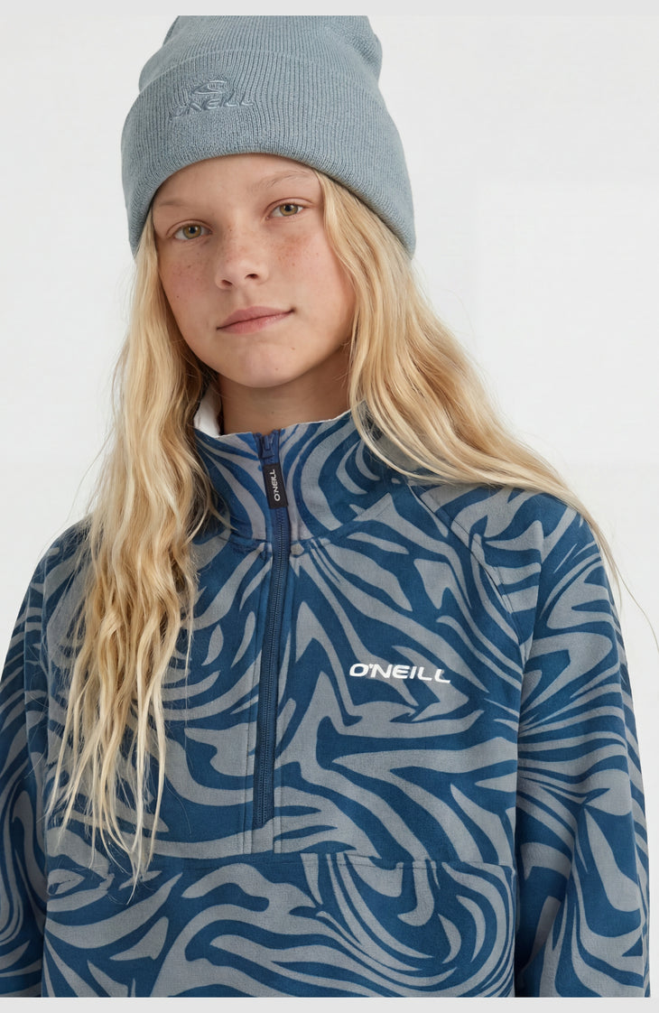 FWC'Cruz Printed Fleecepullover mit Halbreißverschluss | Blue Swirl Zebra